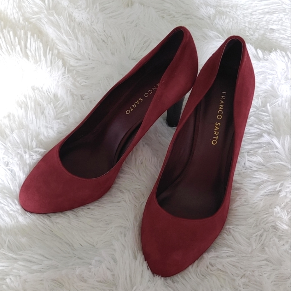 Franco Sarto || Genuine Suede, Burgundy Pumps, Size 8.5M